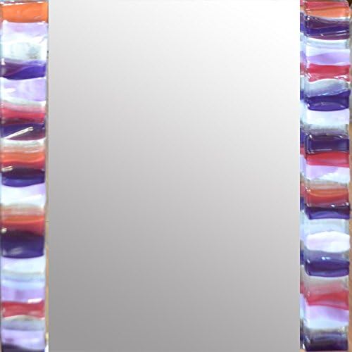 Spires Art Raspberry Ripple Square Mirror, Wood, Multi-Colour, 19 x 19 x 2 cm