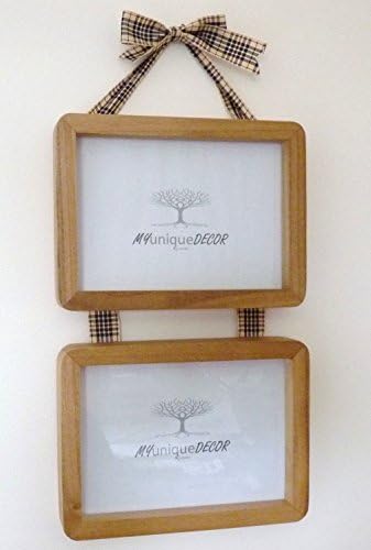 Tartan Ribbon Wood Wall Hanging Photo Picture Frame. Double or Triple. To suit 7x5 or 8x10 photos. Portrait or lansdscape. Made to order.