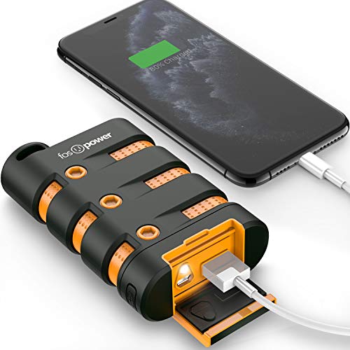 FosPower PowerActive 10200mAh cargador portatil movil [Agua/Choque/Polvo-Prueba] 2.1A USB Outdoor PowerBank batería externa con LED y compás para Apple iPad 9.7-inch (2018), iPhone XR/XS/XS MAX/X (10, Ten)/8/8 Plus/7/7 Plus/6s/6s Plus, Galaxy Note 9/S9/S9+, Motorola G6/G6 Play G6 Plus, Google Pixel 3/ 3 XL, Apple iPad Pro 11-inch / 12.9-inch (2018)
