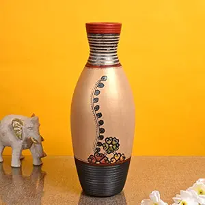 Aakriti Art Creations Handcrafted Terracotta Warli Painting Flower Vase for Home D