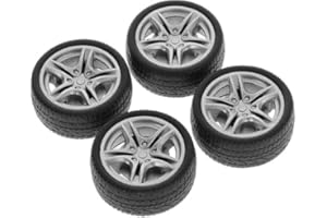 GOWXS 4Pcs Black Tires, Simulation Rubber Wheel Tire Wheel Toy Model DIY RC Spare Parts Easy Installation Small in Size,Tire and Wheel Sets,Remote and App Controlled Vehicles and Parts,Wheels and Tires,48mm
