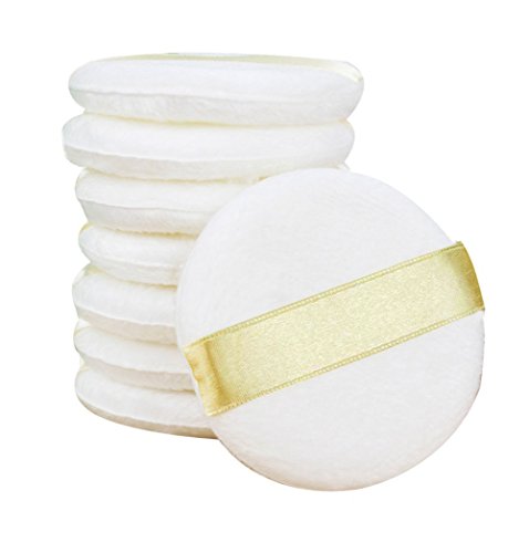 TININNA 5 Stück Ultra Weich Baby Baumwoll Puderquaste Rückseite Satin mit Nylonband