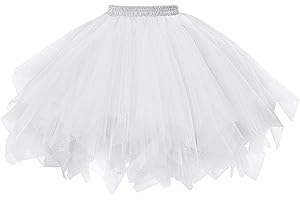 AUYAO Jupe en Tulle Femme, Adulte Jupe Tutu 3 Couches, Rétro Années 80 Fête Halloween Carnaval Costume, Accessoire Fluo Danse Habiller Soirée Jupette Danse Classique Princess Dance Jupe Fille