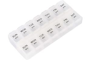 INTE PortaPillole Settimanale Contenitore per Pillole con 7 Giorni Pillole Organizzatore, Promemoria per Pillole, Porta Pastiglie Giornaliero (14 Scomparti - Trasparente)