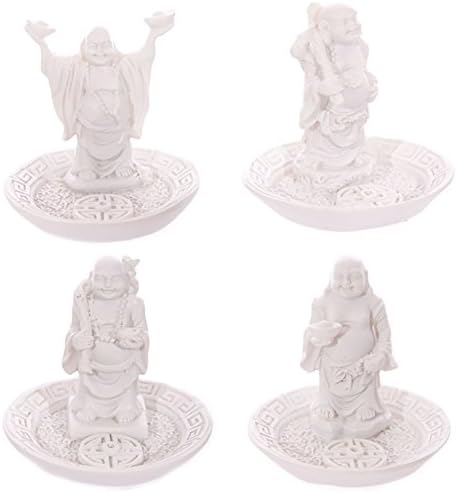 White Chinese Buddha Round Incense Burner