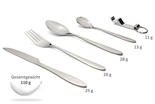 Outdoro Campingbesteck und Reisebesteck aus Edelstahl mit Neopren-Bestecktasche – Ideales Besteckset für Outdoor und Reise - 2