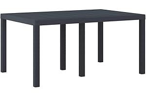 vidaXL Mesa de jardín Antracita 150 x 100 cm, Ligera de Poli-ratán, aguanta la Intemperie, para hasta 6 Personas, Ideal para Exteriores, fácil de Montar, diseño Moderno, Rectangular, Muebles de pati