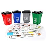 Packungsinhalt: 4 Spielzeug-Mülleimer; Farbe: Es gibt 4 Farben, wie Rot, Gelb, Grün, Grau, die die Interessen der Kinder leichter befriedigen können.