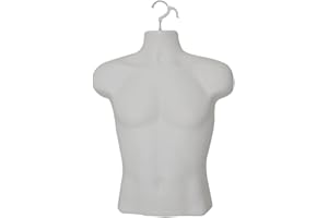 Display Guru Male Hanging Mannequin Half Body Form 3 Quarter Shop Bust Display (Skin Tone)