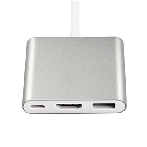 Mondpalast @ USB 3.1 Typ C 3in1 Adapter Hub USB-C auf HDMI / USB 3.0 / Typ-C weiblich Ladegerät Konverter Kabel für USB C Type C Geräte neuen MacBook Google Chromebook Pixel Nokia N1 Tablet HDTV Monitor Projektor usw - 2