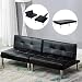 Produktbild mecor Schlafsofa Schwarz Sofabett Leder Schlafcouch Luxuriös Schlafcouch 180 x 90 4 Sitzer