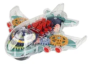 Toyshine Transparent Bump and Go Plane Aeroplane with 3D Lightning, Moving Gears and Music | Birthday Toy Gift for 2-5 Year Old Boy, Girl, Baby