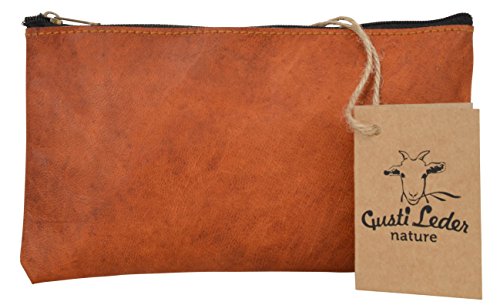 Gusti Leder nature “Lucy“ Schminktasche Kosmetiktasche Kulturtasche Geldbörse Geldtasche Dokumentenmäppchen Kosmetik Tasche Utensilientasche Reisebeutel Ziegenleder Vintage Braun A137b - 8