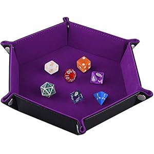 SIQUK Tablero de Dados Bandeja de Dados, Plegable de Cuero de Hexagonal de la PU y Soporte de Dados de Terciopelo Violeta Oscuro