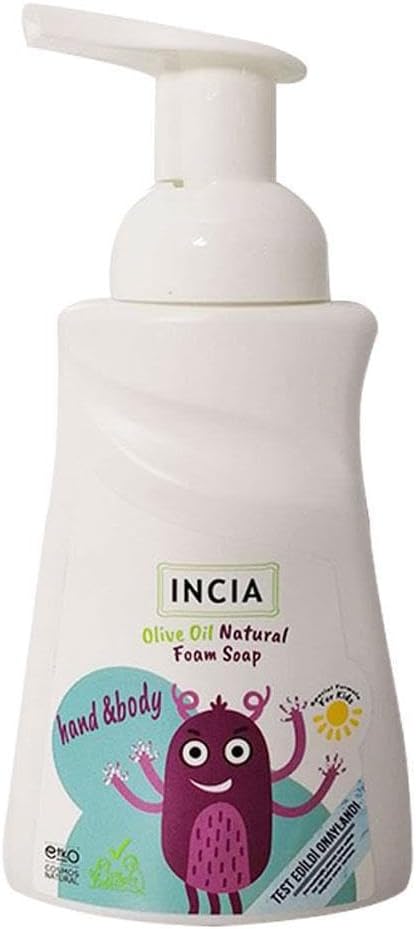 INCIA%100 Doğal Köpük Kastil Sabunu Çocuklar İçin Zeytinyağlı 10 Bitkisel Değerli Yağ Vegan 200 ml