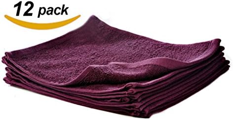 ROHI Salon Towels Easy Care, Ringspun Cotton for Maximum Softness and Absorbency, 12-pack - Plum (Purple) (30cm x 30cm)