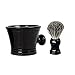 HO ISLETS High-End Shaving Soap Bowl Porcelain and 100% Badger Brush Kit Black