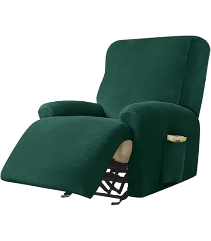 Housse Fauteuil Relax 1 Place Jacquard Extensible - Protection Antidérapante Avec Poches, Dark Coffee