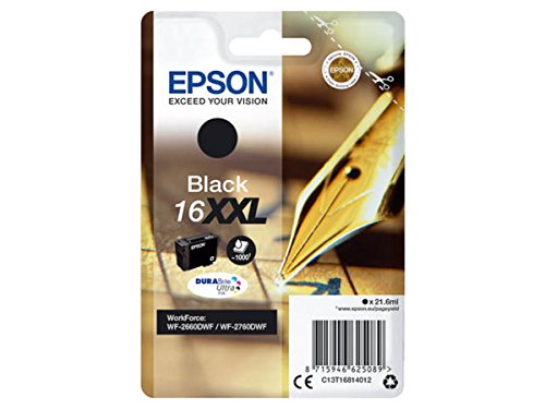 Epson original - Epson WorkForce WF-2760 DWF (16XXL / C13T16814012) - Tintenpatrone schwarz - 1.000 Seiten - 21,6ml