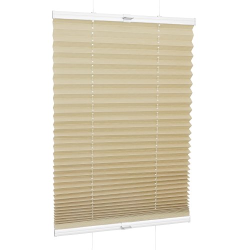 ROLLMAXXX Plissee Faltstore Faltrollo Rollo Fensterrollo Klemmfix ohne Bohren (50 x 160 cm, Beige)