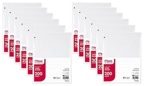 Mead Filler Paper, Loose Leaf Paper, Wide Ruled, 200 Sheets, 12 Packs (15200) by Mead