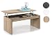 Produktbild Habitdesign 001638F Moderner Couchtisch mit höhenverstellbarer Platte natürliche Holzfarbe