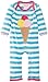 Toby Tiger Baby Girls Organic Ice Cream Sleepsuit Striped Bodysuit, Blue, 3-6 Months