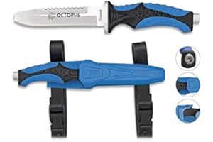 CUCHILLERIA DEPORTIVA Albainox 32332. Cuchillo Submarinismo OCTOPUS Azul. Mango ABS y Goma. Herramienta para Caza, Pesca, Camping, Outdoor, Supervivencia y Bushcraft