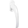 JUVA Window Handle White | 1 Piece | Patio Door Handle Aluminium on Oval Rosette | Tilt Grid Olive without Lock Cylinder | Balcony Door Handle for Windows and Patio Door | Door Handle Balcony Door