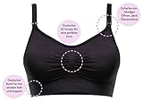 Nahtloser, gepolsterter Seamless-Schwangerschafts-Umstands-Still-BH ohne Bügel für Damen, inkl. BH-Verlängerung, Schwarz und Beige, von HERZMUTTER (5200) - 5
