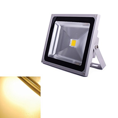 MCTECH Grau 50W Warmweiß 2500~3000K LED Fluter Lampe Strahler Scheinwerfer Licht Wasserdicht IP65 4500-5000 Lumen 230V Aluminium (Warmweiß) - 3