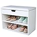 Produktbild TRESKO® Schuhschrank für 6 Paar Schuhe mit Sitzgelegenheit, Klappdeckel und wasserdichtem Sitzkissen, Schuhregal, Schuhbank mit Sitzkissen, Sideboard mit Sitzfläche, Sitzbank mit Aufbewahrung für Flur, Wohnzimmer, Badezimmer oder für Schuhe, aus Holz, weiß