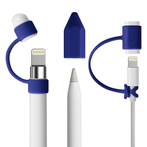 [3-Pack] Fintie Apple Pencil Stift Kappehalter/ Schreibfeder-Abdeckung/ Halterung für Lightning Kabel Adapter für den iPad Pro Pencil (Apple Pencil, Ladekabel und Adapter sind nicht im Lieferumfang enthalten), Marineblau