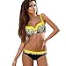 Produktbild VCB Damen Bikini Set Push-Up Ungepolsterter BH Badeanzug Bademode Dreieck Badeanzug - Gelb (S)