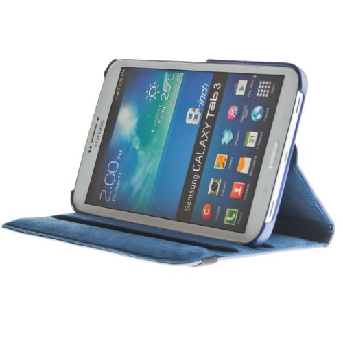3in1 SET Tab3 8 0 360   Schutzh  lle   Folie   Pen Samsung Galaxy Tab 3 8 0 SM-T310 T311 T315 Tasche Etui  Dunkelblau 