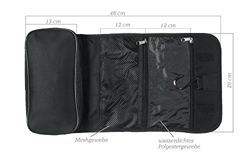 OUTAWA Kulturbeutel schwarz 26 cm x 17 cm x 7 cm zum Aufängen und Zusammenrollen für Männer und Frauen,Unisex - 4