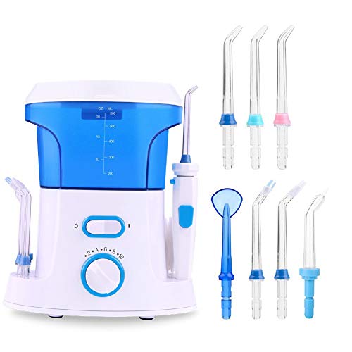 Preisvergleich Produktbild Mundduschen Vollautomatisch Zähne Puls Wasserseide 360-Grad-Drehung Düse Wasserstrahl 1000ML Große Kapazität Irrigatoren Wasser Flosser 10-Stufige Druckeinstellung, 7 Wasserzerstäuberdüsen