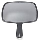 KINGSO Hand Held Hair dressing Salon Barbers Hairdressers Paddle Mirror Tool with Handle Black Make Up Hairdressing Kit