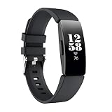 Knowin Silikon Uhrenarmband Mit Edelstahl Silberne Schnalle, Schnellverschluss Ersatzarmband Sport Silikon Armband Armband Für Fitbit Inspire/Inspire HR