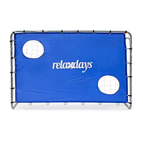 Relaxdays Torwand Hbt 152 x 212 x 76 cm Torschusswand mit 2 Löchern Fürs Fußballtraining und Schusstraining mit Metall Rahmen in Grau Fußballwand zum Torschusstraining Fußballtor, Blau, M - 3