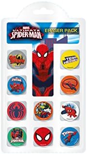 Ultimateimate Spiderman Marvel Eraser Pack, Red