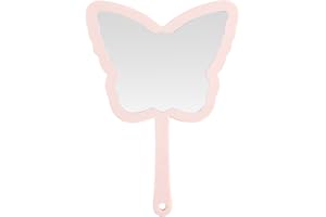 COSIESNEST Miroir à Main avec Poignée Petit Miroir 1 Pièce Miroir a Main en Forme de Papillon Miroirs de Poche Miroir Portable Convient pour la Vie Quotidienne ou à Emporter en Voy (Rose)