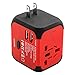 Produktbild Uvistar 165009 4-in-1 Reiseadapter (3 polig, 150 Länder, mit USB) Rot