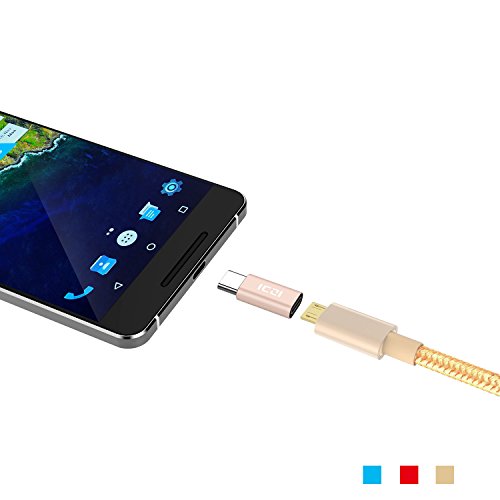 ICZI Aluminium USB 2.0 auf Micro USB Kabel, Micro USB Ladekabel Datenkabel, vergoldet Stecker, 3-Pack ( 1x 1M Schwarz, 1x 1M Gold, 1x 1M Blau ), für Samsung , HTC , Huawei , Sony , Powerbank usw. - 5