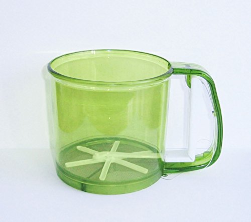 MEHLSIEB Einhand 3 Farben Puderzuckerstreuer Puderzuckersieb Küchensieb Sieb 98 (Grün)