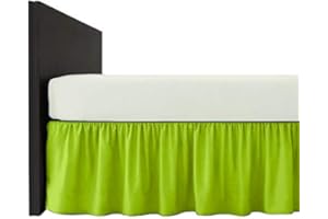Mfabrics Poly-Cotton Plain Dyed Bed Base Valance Sheet - Easy Care, Machine Washable - Available in 20 Colours - 40cm Frilled (Lime Green, King)