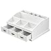 Popamazing Wooden Desk Makeup Organiser Cosmetic Holder Make Up Brush Cotton Pads Storage Drawers Dressing Desk Table Tidy Organiser/Box/Case/Caddy (White)