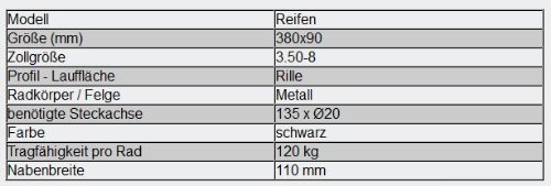 Schubkarrenreifen Räder Luftrad Luftreifen Schubkarre 3.50 8 Rad Reifen - 2