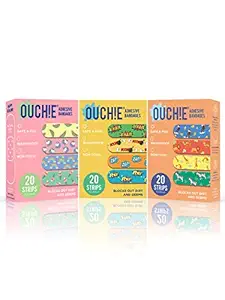 Aya Papaya Ouchie Non-Toxic Printed Triple Combo (60 Pack) - Pink, Yellow, Orange