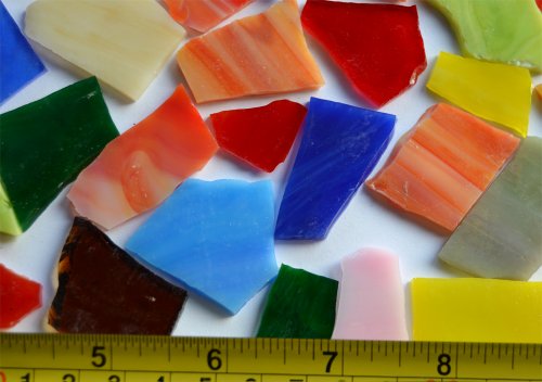 Tiffany-Glas Bruchmosaik Steine unbearbeitet bunt klein 200g, 40-60St. - 3